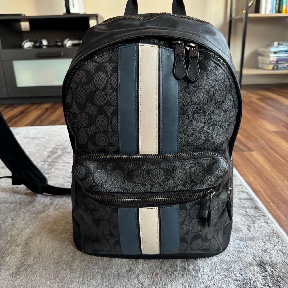 Coach Black and Blue Patterned Backpack